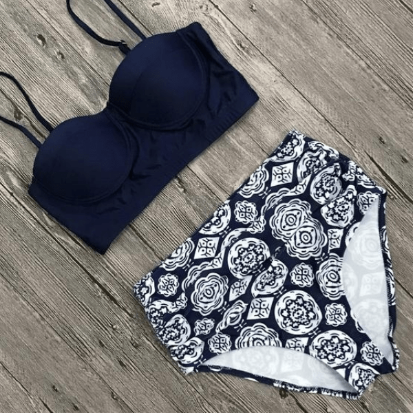 Retro Floral Print Bikini Set