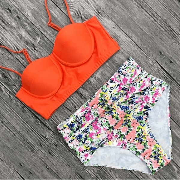 Retro Floral Print Bikini Set