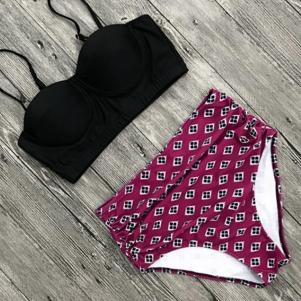 Retro Floral Print Bikini Set