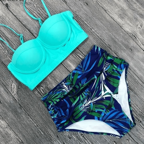 Retro Floral Print Bikini Set