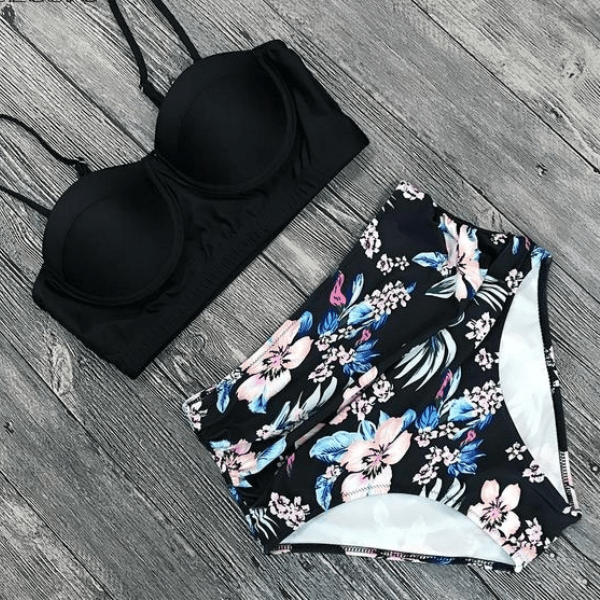 Retro Floral Print Bikini Set