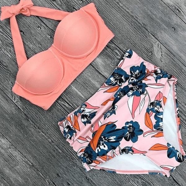 Retro Floral Print Bikini Set