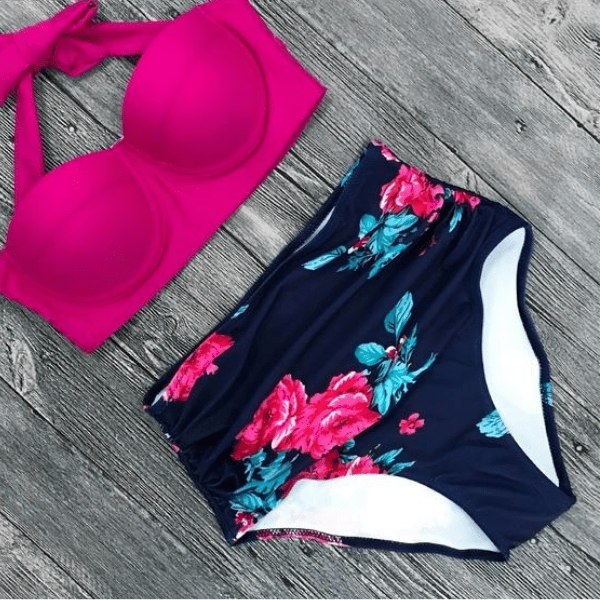 Retro Floral Print Bikini Set
