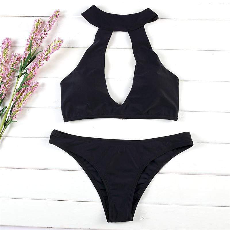 Black High Neck Bikini