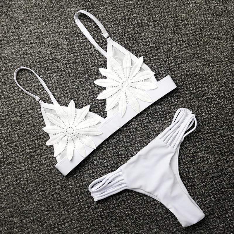Mesh Flower Bikini Set