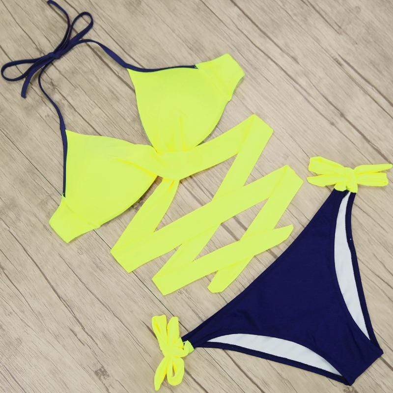 Criss Cross Bandage Halter Bikini Set