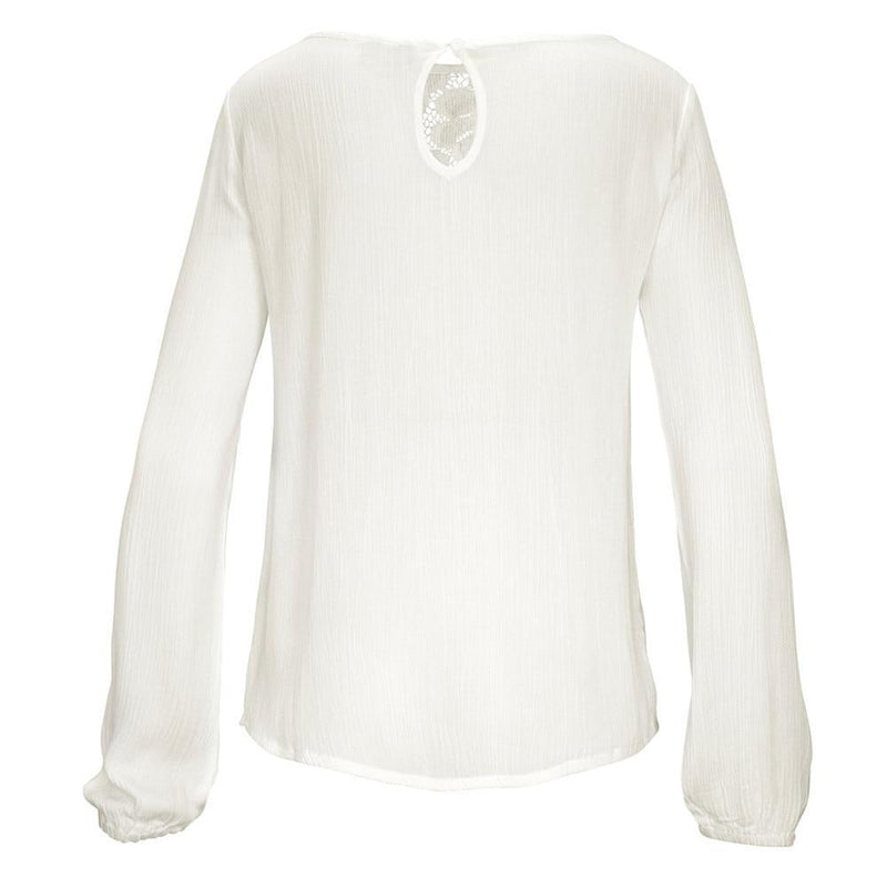 Solid Lace Long Sleeve Blouse
