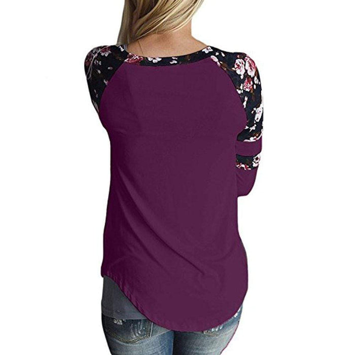 Long Sleeve Patchwork Floral Print Top