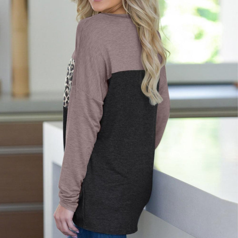 Leopard Print Patchwork Long Sleeve