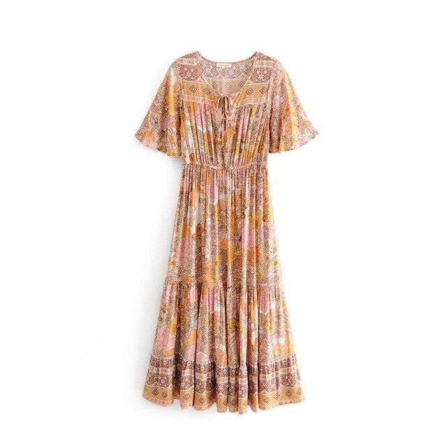 amethyst garden party dress spell SPELL - Amethyst Boho Dress - Amber 100% Viscose Bust Relaxed - XXS: 106cm | XS: 111cm | S: 116cm | M: 121cm | L: 126cm | XL: 131cm