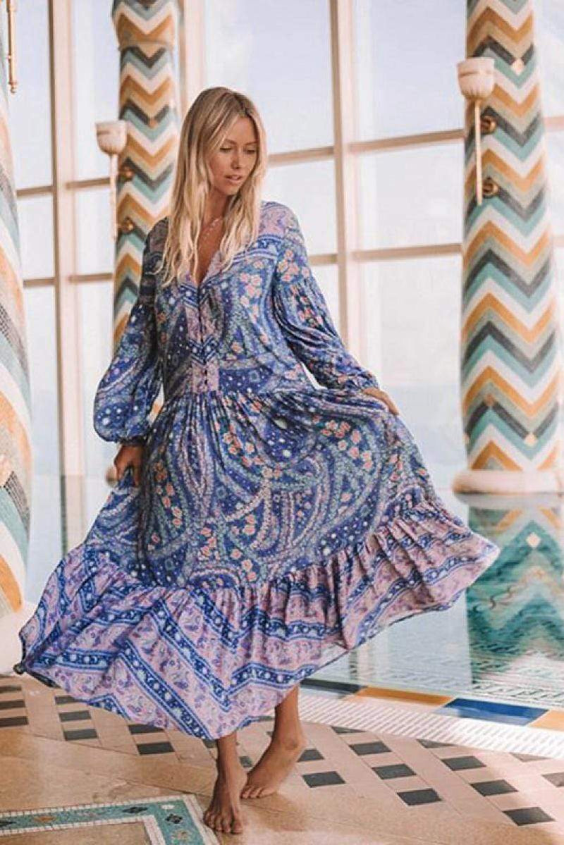 Long Sleeve Floral Print Dress