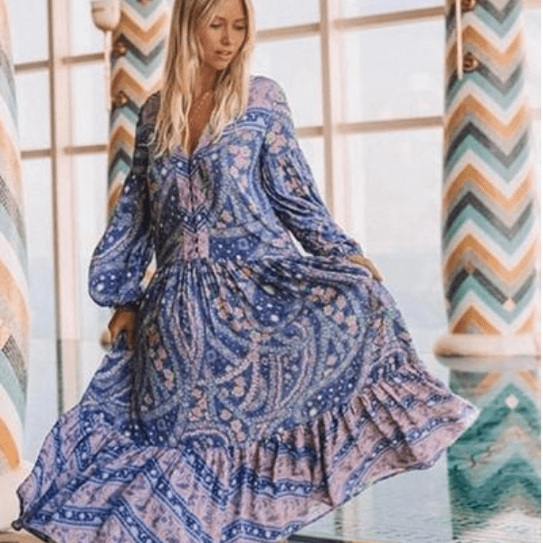 Long Sleeve Floral Print Dress