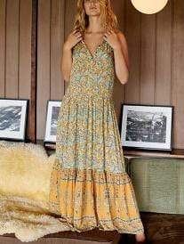 Boho Floral Print Maxi Dress