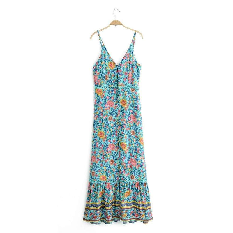 Deep V Neck Spaghetti Strap Dress