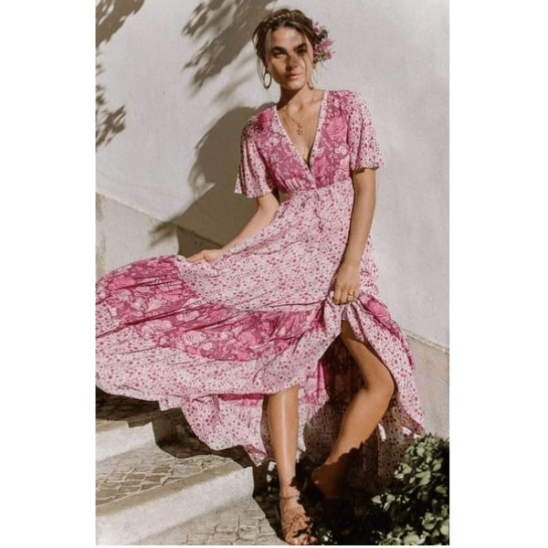 Roze bloemenprint jurk 