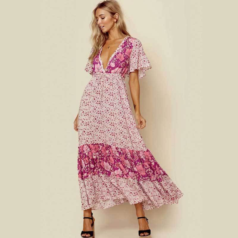 Roze bloemenprint jurk 