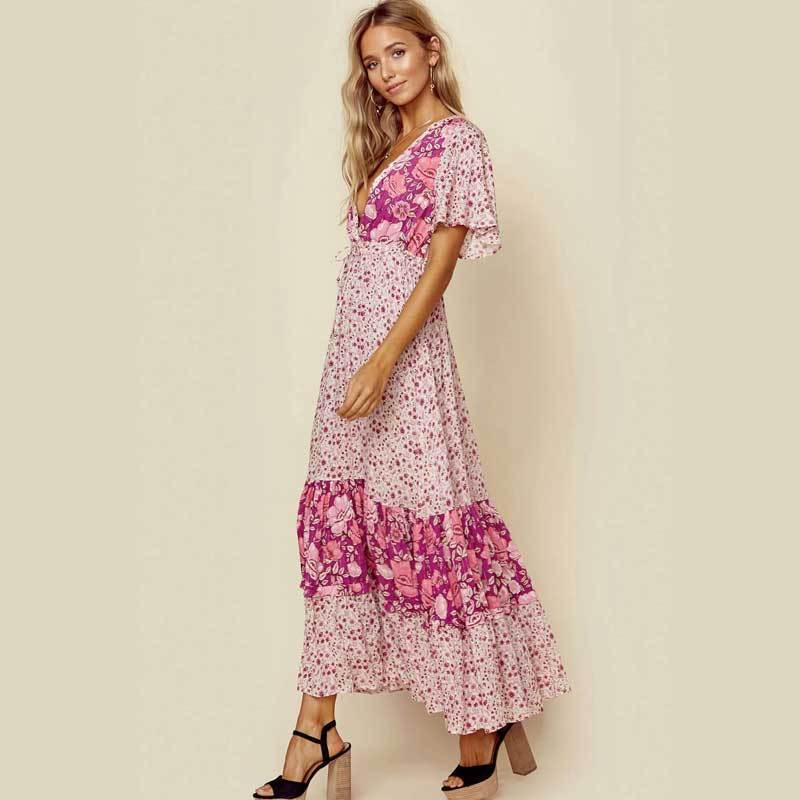 Roze bloemenprint jurk 