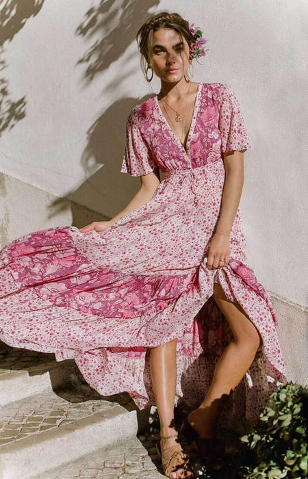 Roze bloemenprint jurk 