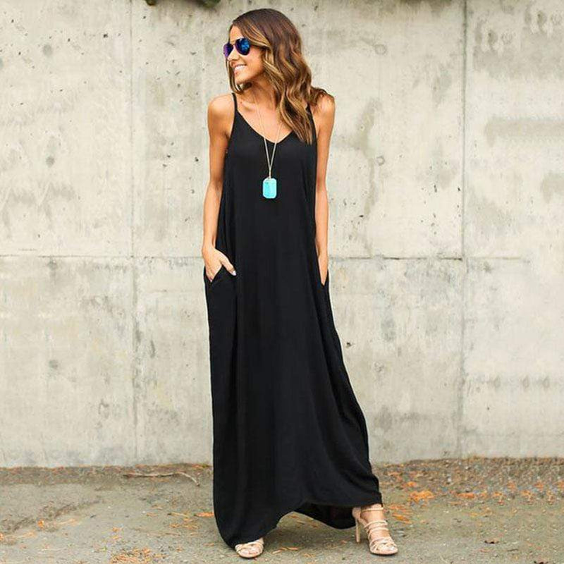 Casual mouwloze lange maxi-jurk 
