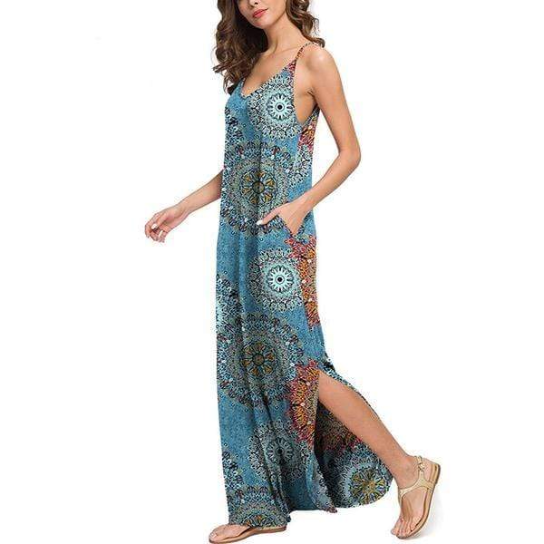 Boho Floral Print Maxi Dress