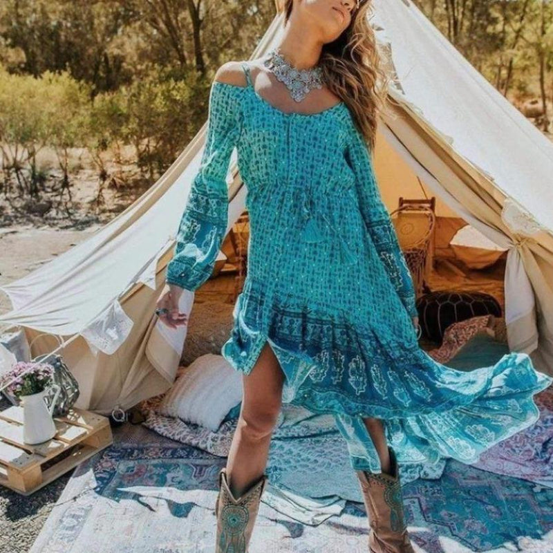 Off Shoulder Floral Print Dress