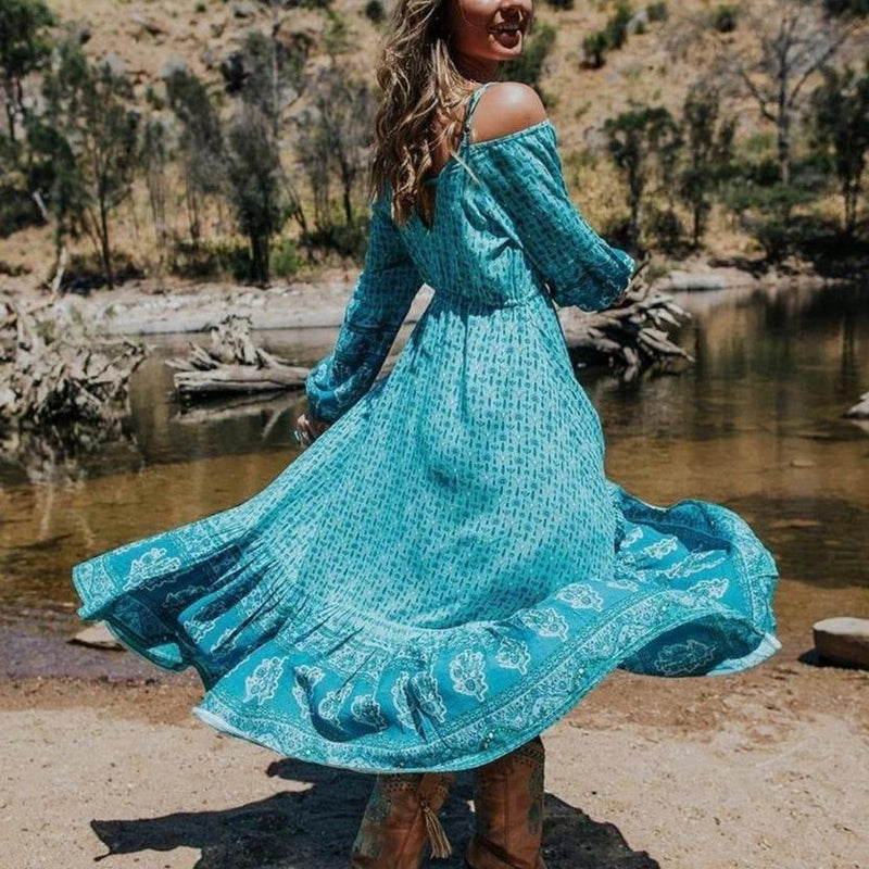 Off Shoulder Floral Print Dress