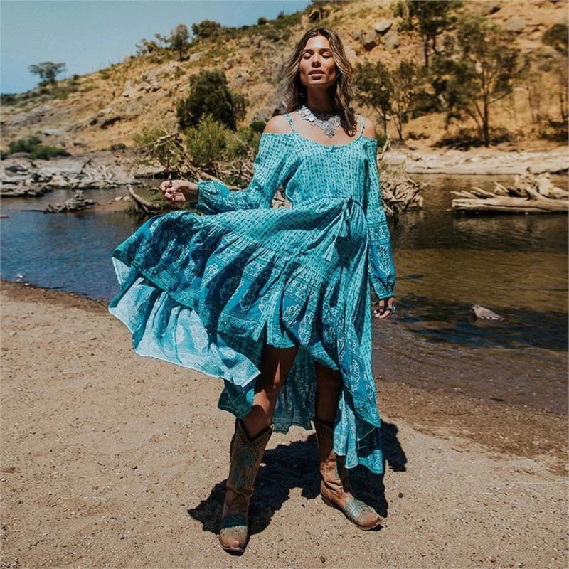 Off Shoulder Floral Print Dress