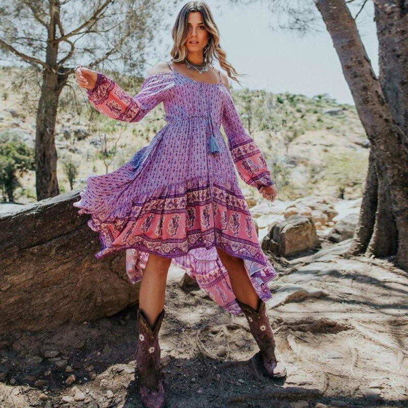 Off Shoulder Floral Print Dress