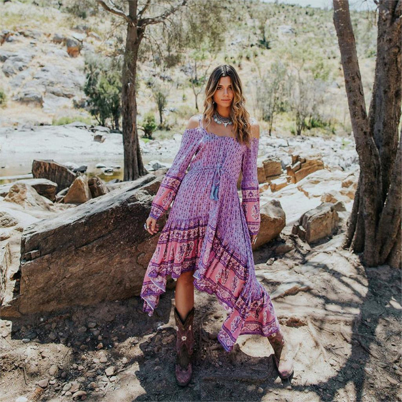 Off Shoulder Floral Print Dress