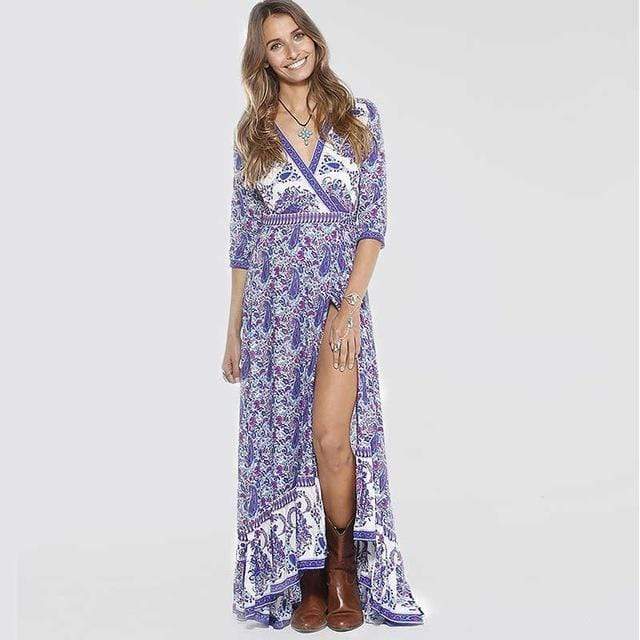 Boho Inspired Floral Print Maxi Dress