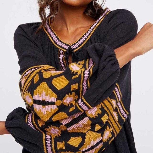 Boho Long Embroiderd Tassel Dress