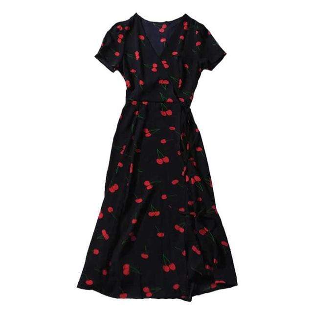 Vestido midi cruzado estampado colorido 