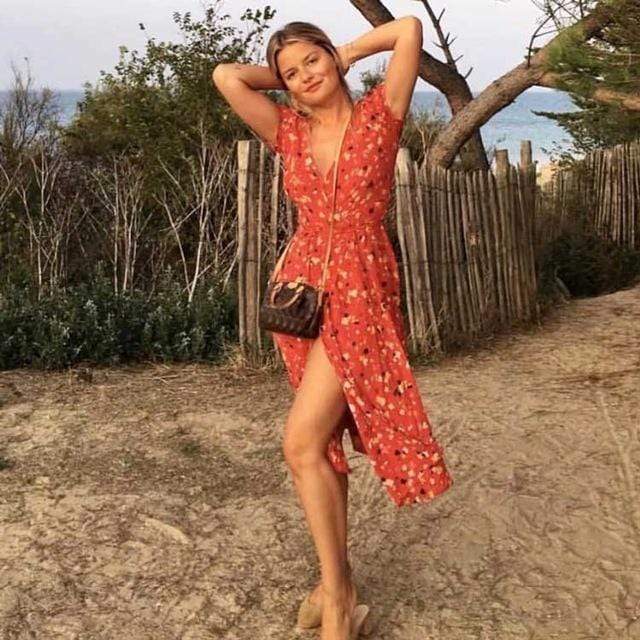 Vestido midi cruzado estampado colorido 