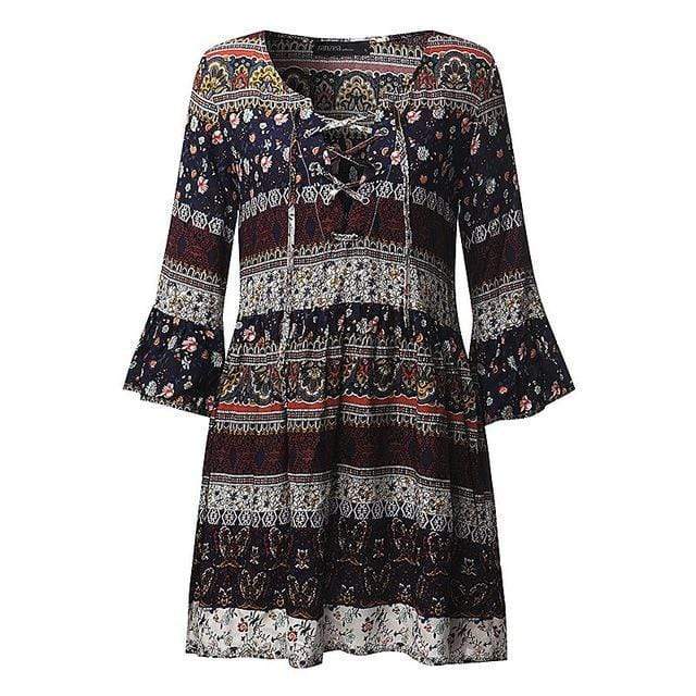Boho Chic Floral Print Dress