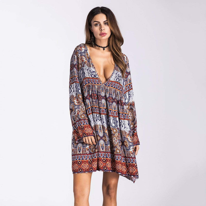 Boho Summer Long Sleeve Print Dress