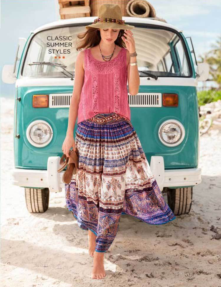 Summer Floral Print Maxi Skirt