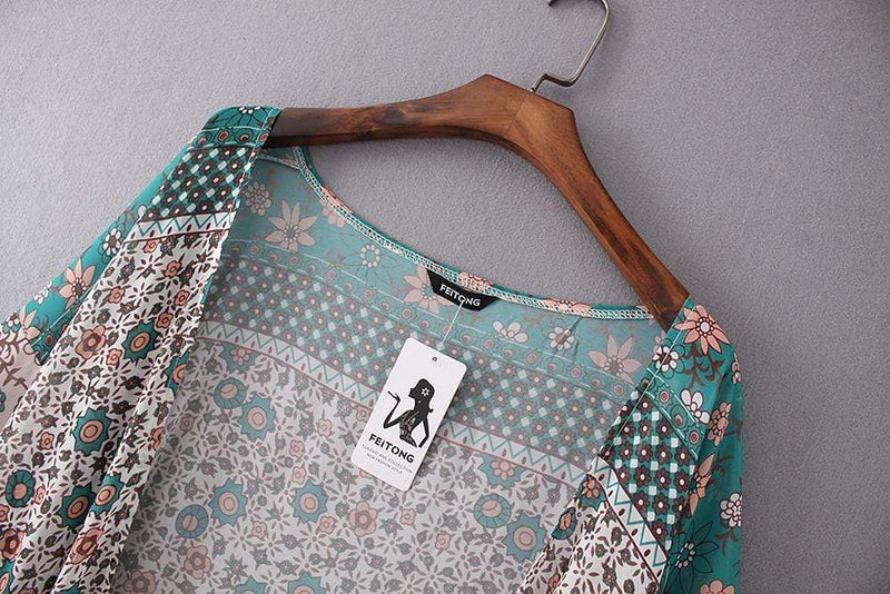 Vintage Floral Print Kimono Cardigan