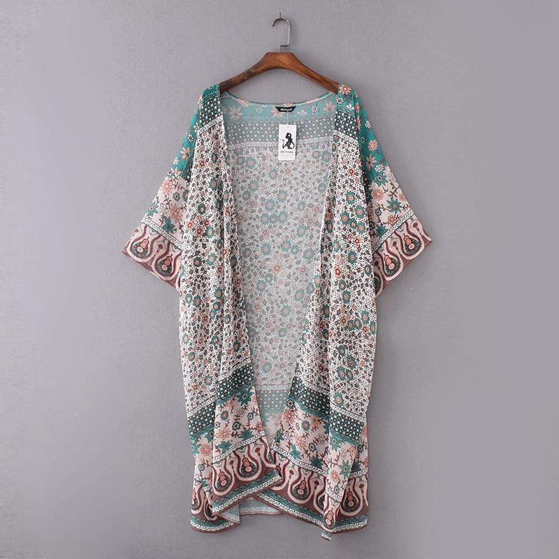 Vintage Floral Print Kimono Cardigan
