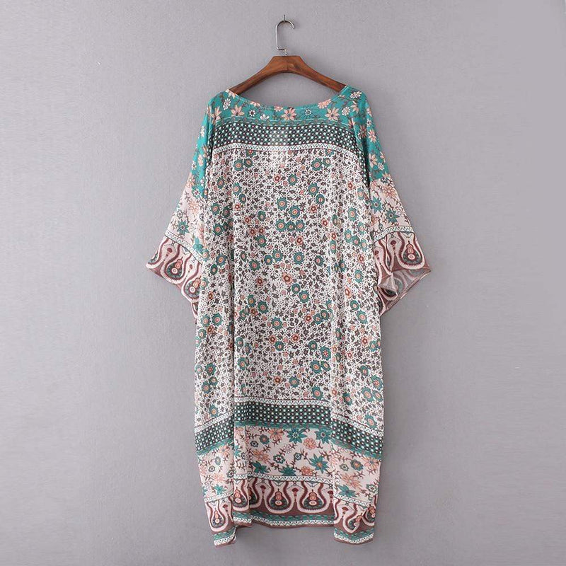 Vintage Floral Print Kimono Cardigan