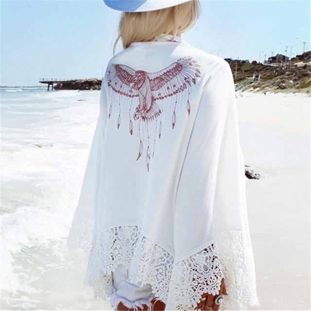 White Lace Embroidery Cover Up Beach