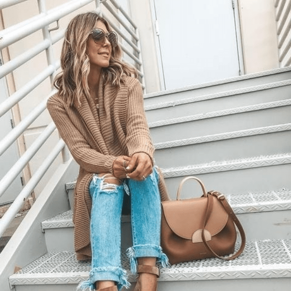 Loose Khaki Knit Cardigan