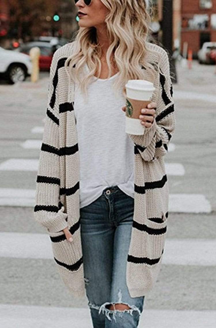 Striped Long Cardigan