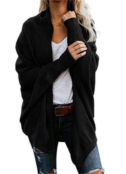 Women’s Batwing Sleeve Cocoon Cardigan – Open Front Knit with Scarf Collar