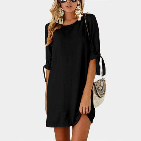 Lace-up Bow Tie Pullover Dress