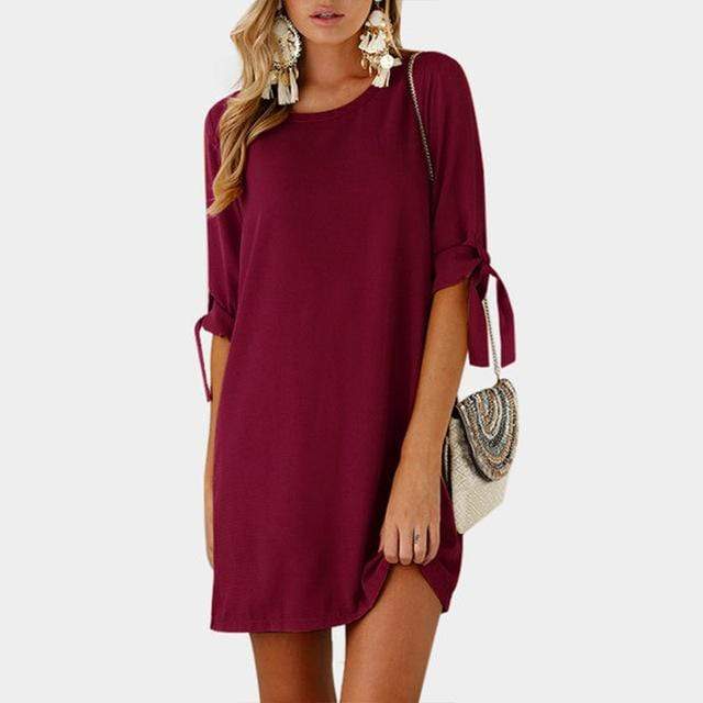 Lace-up Bow Tie Pullover Dress