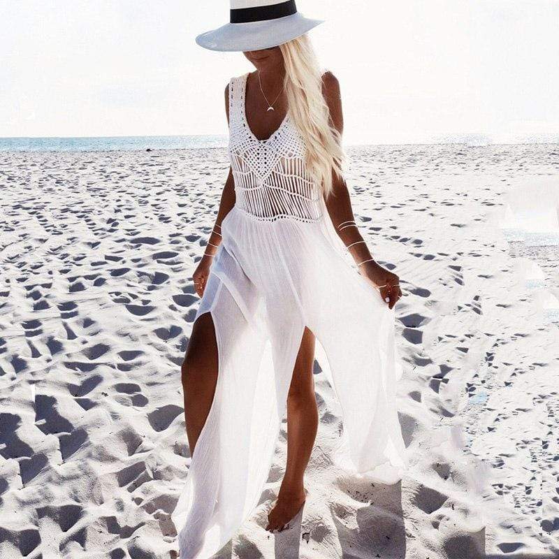 White Crochet Cover Up Dress
