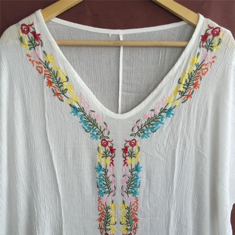 Flower Embroidery Beach Cover Up