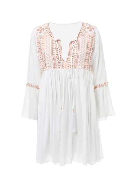 Loose Embroidered Cover Up Dress
