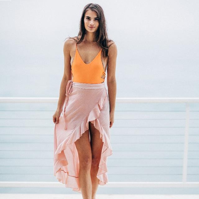 High Waist Chiffon Cover Up Skirt