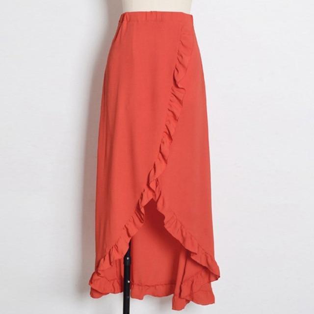 Hoge taille chiffon cover-up rok 